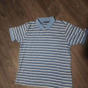 Club Room Light Blue and White Striped Polo